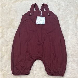 🆕 Kate Quinn Maroon Overalls with Button Straps Cotton 12-18